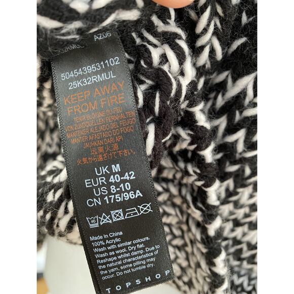 TopShop Black White Chunky Knit Sweater knitted women Size M A003074 - Picture 9 of 9